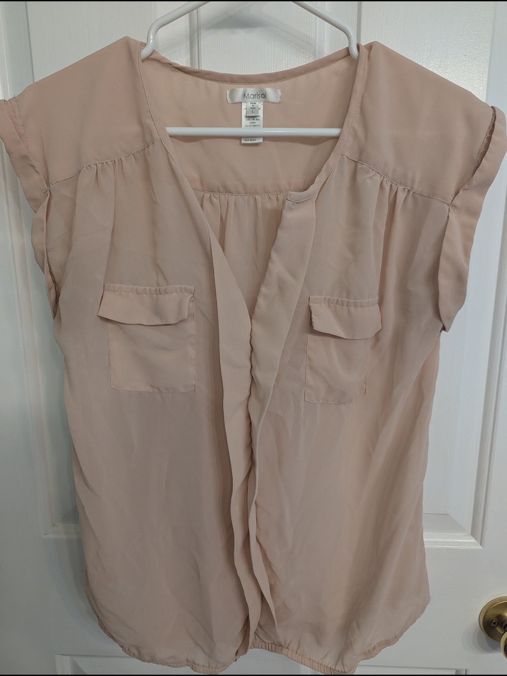 Marisol Women's Sheer Light Pink Cap-Sleeve Blouse